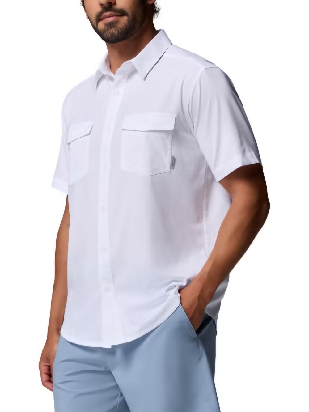 Columbia Men's James Bay Short Sleeve White Button-Up Woven Shirt- 2XL